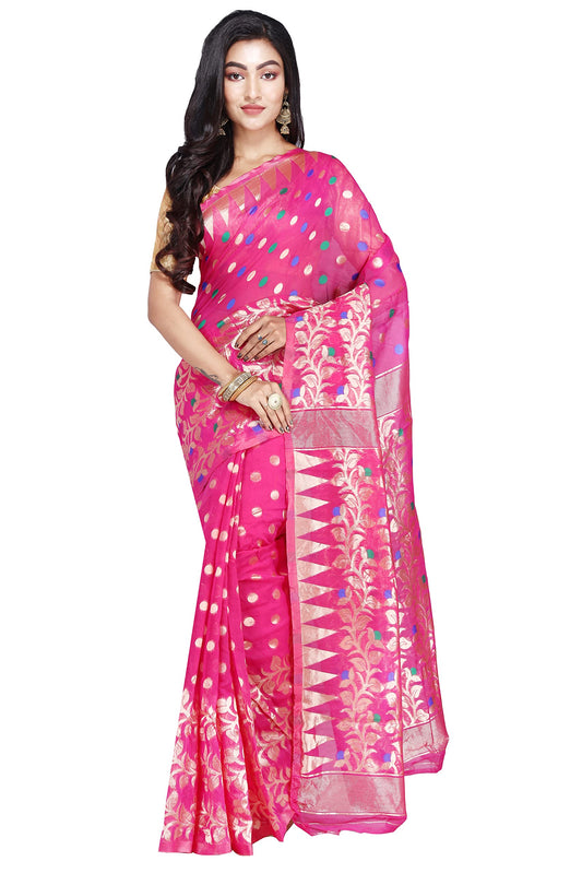 CRAFTONI Allover Exclusive Women's Cotton Silk Dhakai Soft Jamdani Sarees