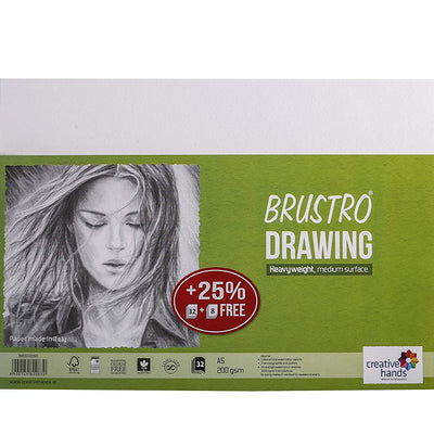 Brustro Sketching & Drawing Papers 200 GSM A5 , 32 + 8 Free Sheets (Pack of 2)