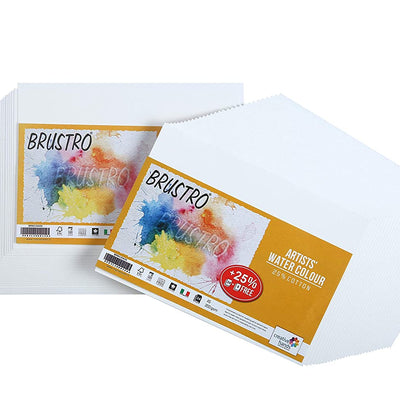 Brustro Artists' Watercolour Paper 200 GSM A5 - 25% cotton Cold Pressed 2 Packets (Each Packet Contains 24 + 6 Sheets Free)