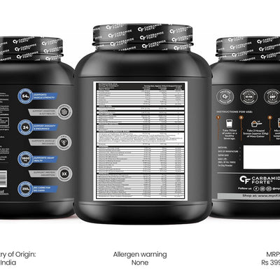 Carbamide Forte Mass Gainer with 54g Protein, 250g Carbs, Multivitamin, ZMA & Creatine 3g - Weight Gainer for Men & Women - Belgian Chocolate Flavour - 3 kg