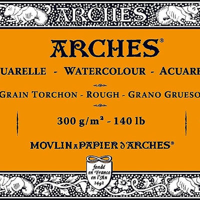 Arches Watercolour 300 GSM Rough Natural White 10 x 25 cm Paper Blocks, 20 Sheets