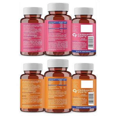 Carbamide Forte Japanese Reduced L Glutathione Tablets with Vitamin C from Amla Extract, Collagen, Lycopene Combo Pack for Skin Health (1000mg) - 30 Veg Tablets Each