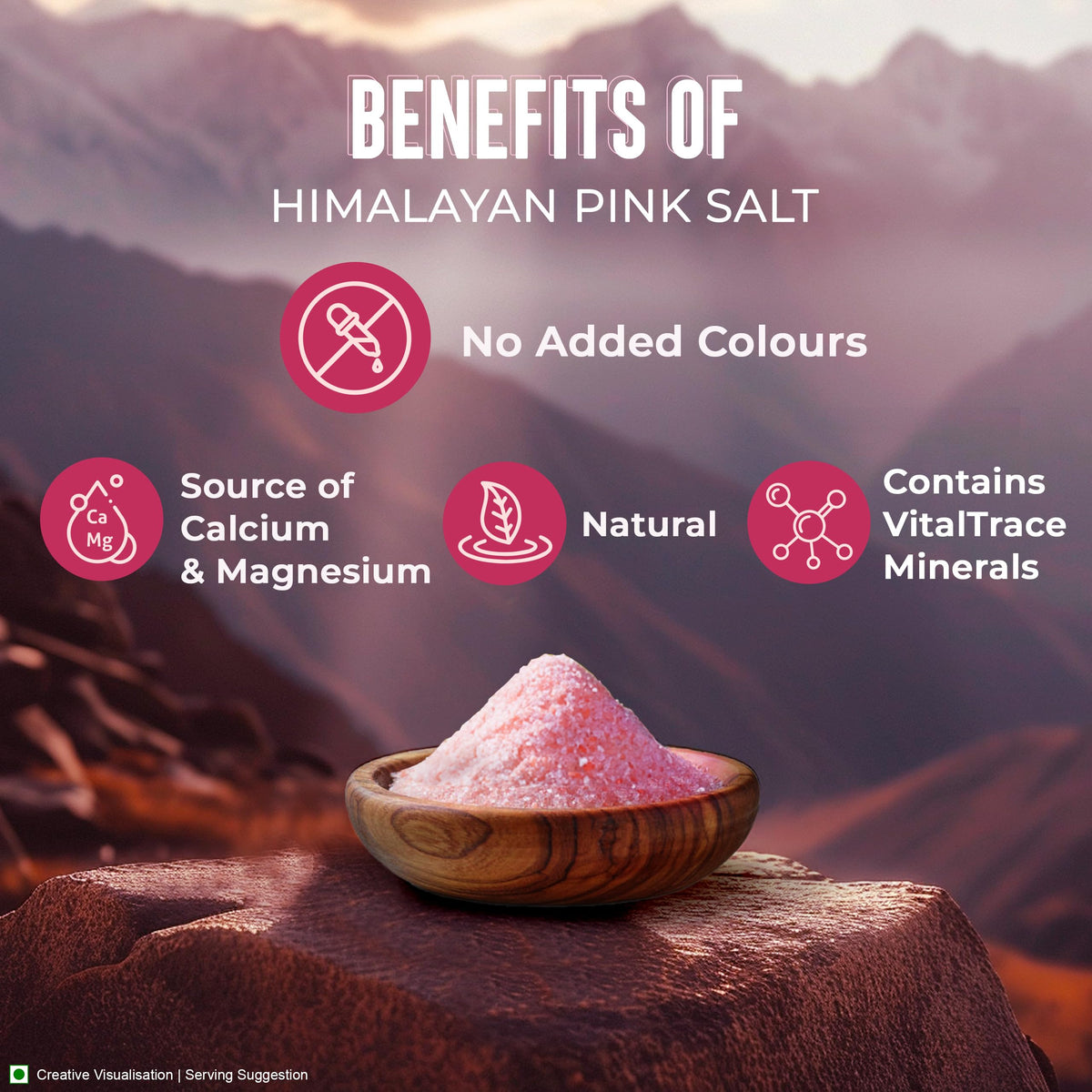 Aashirvaad Himalayan Pink Salt, 100% Natural Rock Salt Sourced from the Himalayan Ranges, Pure Sendha Namak with Minerals for Everyday Use, 1 Kg