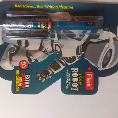 Flair Inky Series Robot Liquid Ink Fountain Pen Blister Pack - Blue Ink