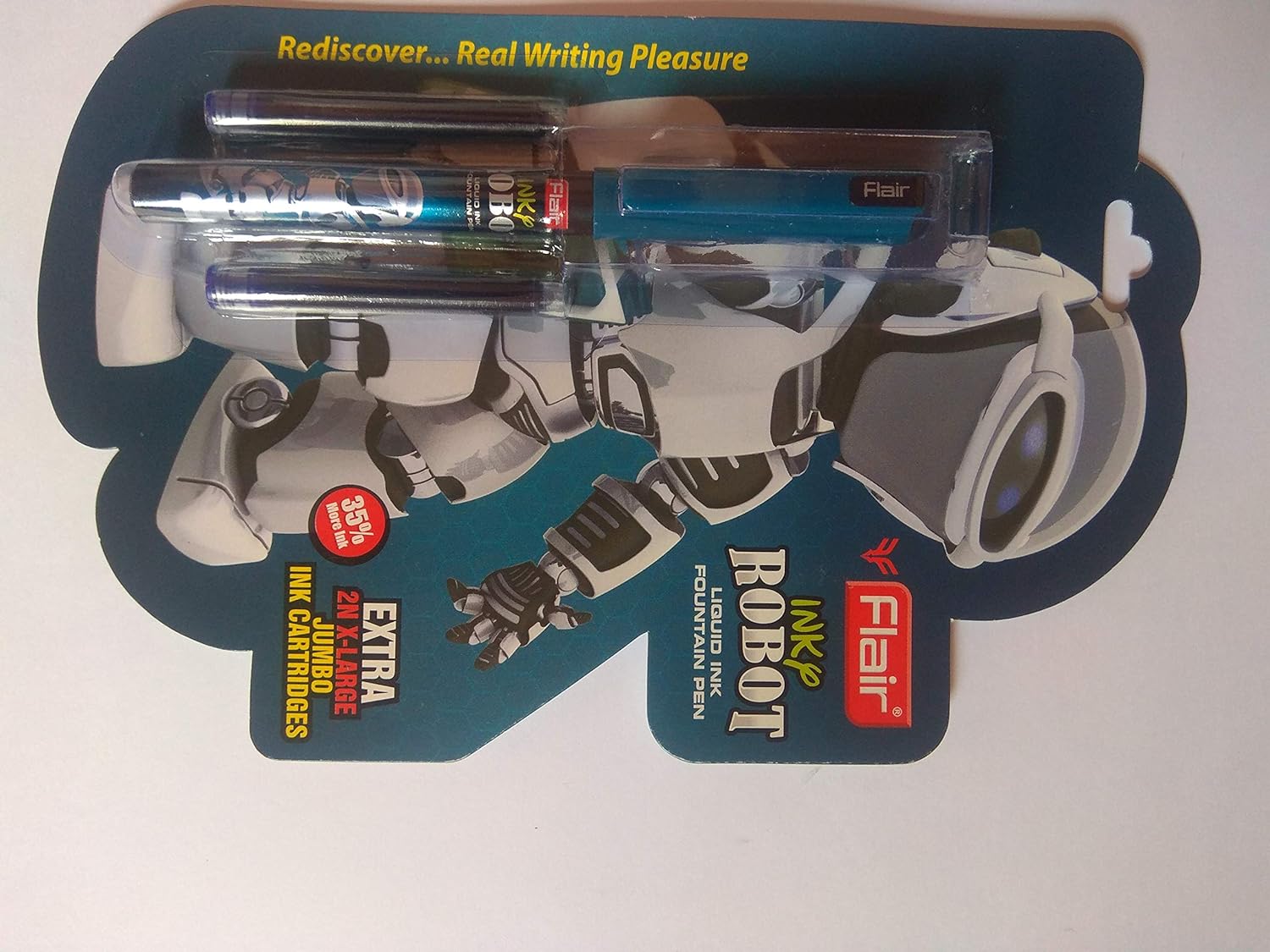 Flair Inky Series Robot Liquid Ink Fountain Pen Blister Pack - Blue Ink
