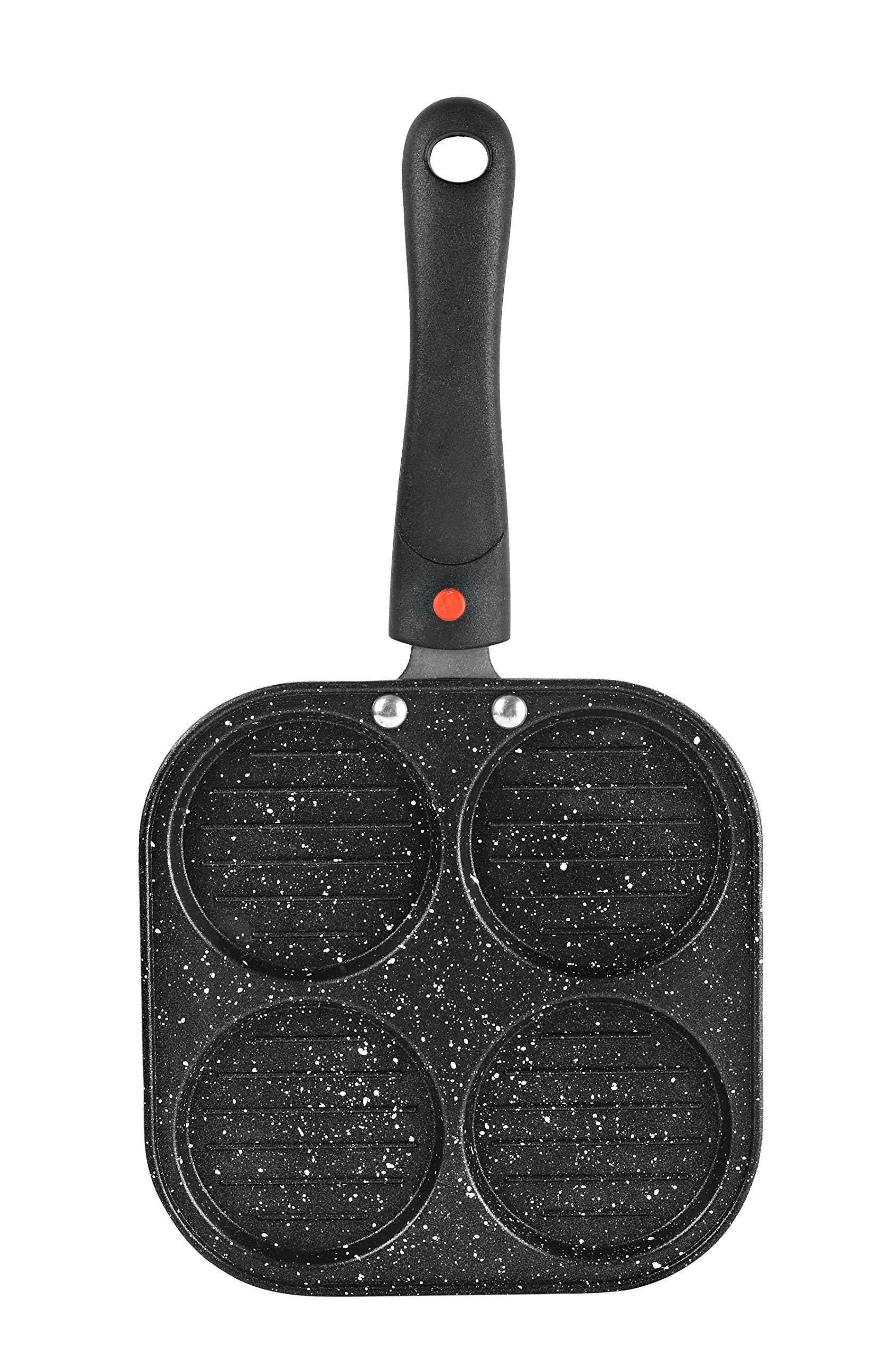 Cello Non-Stick 4- Cavity Aluminium Uttapam Maker with Spatter, Black
