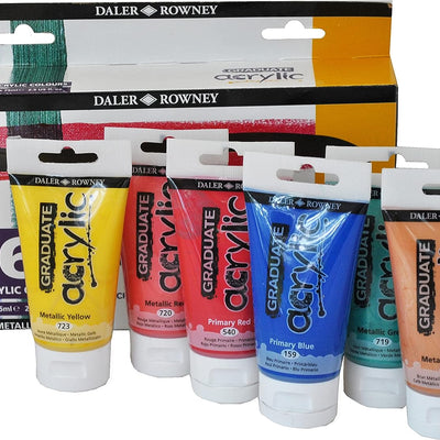 Daler Rowney Graduate Acrylic Colour Paint Tube Metallic Set (6x75 ml)