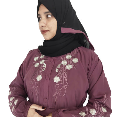 BURAQUE DESIGNER Free Size Muslim Burqa/Abaya & Burkha Dress for Muslim women and Girl's (E16-Purple-Burkha)