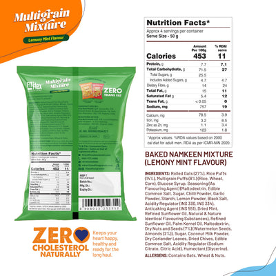 Fit & Flex Baked Multigrain Lemony Mint, Tangy Tomato & Cheesy Cheese Namkeen Mixture, Healthy Snacks With Zero Cholesterol, Tasty Party Snacks - As Seen on Shark Tank India - 100 g (Pack of 6)