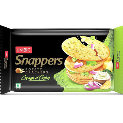 UNIBIC Foods Snappers Potato Crackers - Cream & Onion - 300 GMS