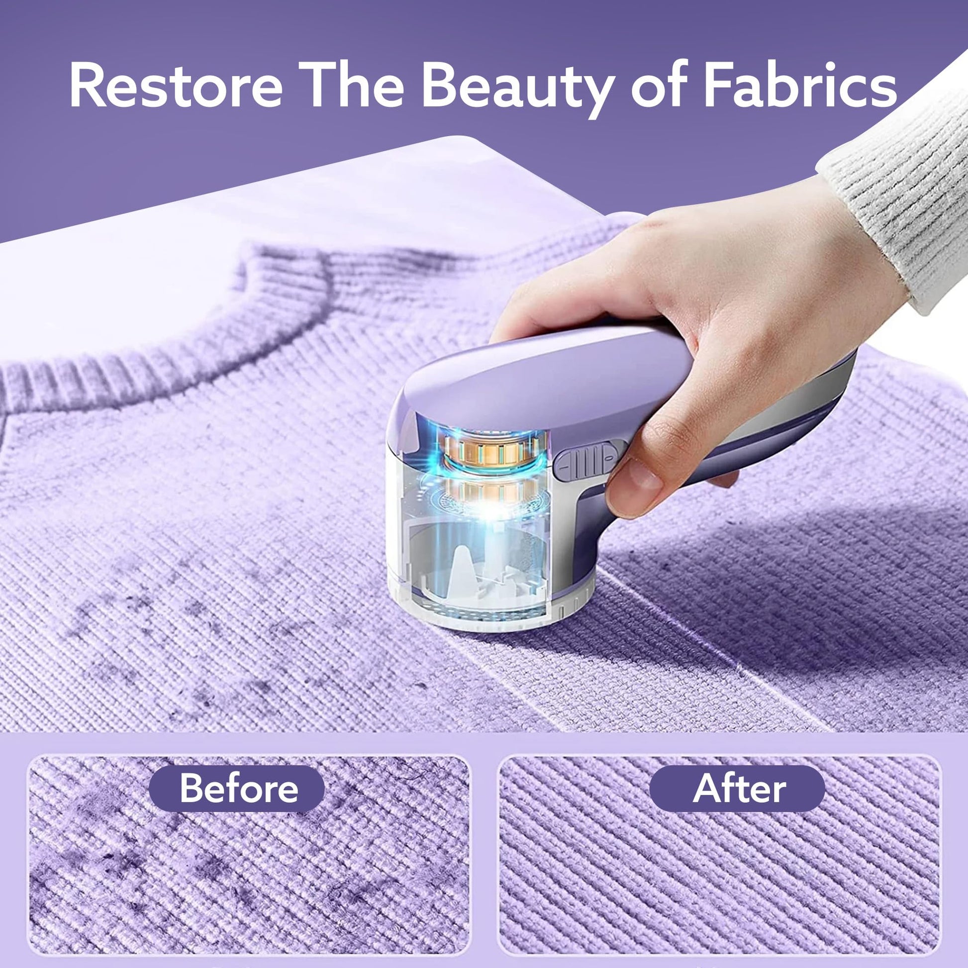 AGARO 2419 Lint Remover, Electric Fabric Shaver, Rechargeable, Stainless Steel Blades, Portable, Multi-Functional Fuzz Remover from Woollen Sweaters, Coat, Blankets, Jackets, Carpets, Burr Remover