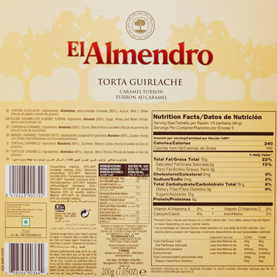 El Almendro Round Crunchy Almond Chocolate, Caramel Turron, 200G