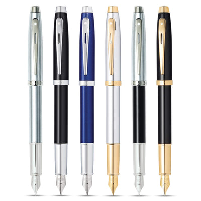 Sheaffer Gift 100 Brushed Chrome Fountain pen with Chrome Trim | Fountain Pen Medium Nib | Pen Set for Gift