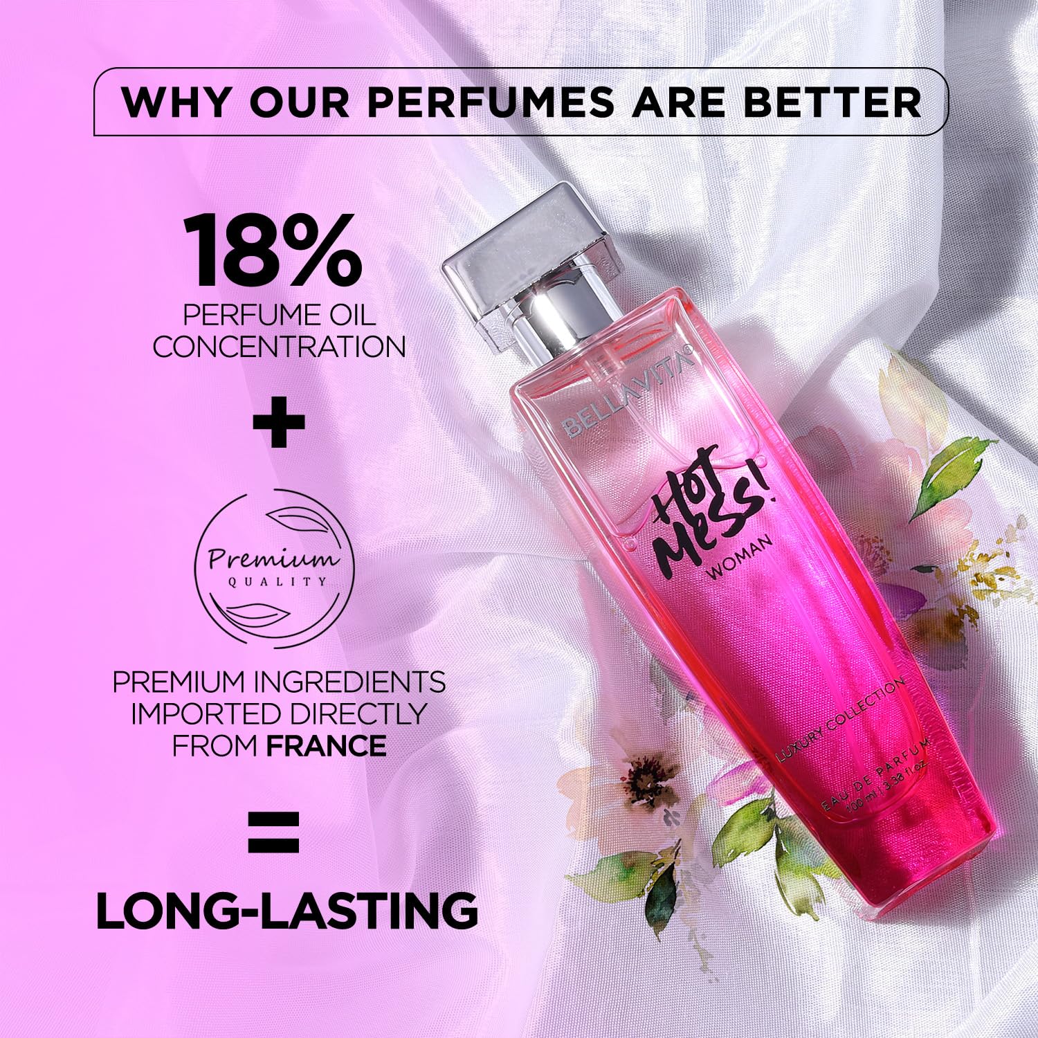 Bella Vita Luxury Hot Mess Woman Eau De Parfum Perfume with Mandarin, Passionfruit, Musk|Premium, Long Lasting Fruity & Musky Fragrance for Women 100ML
