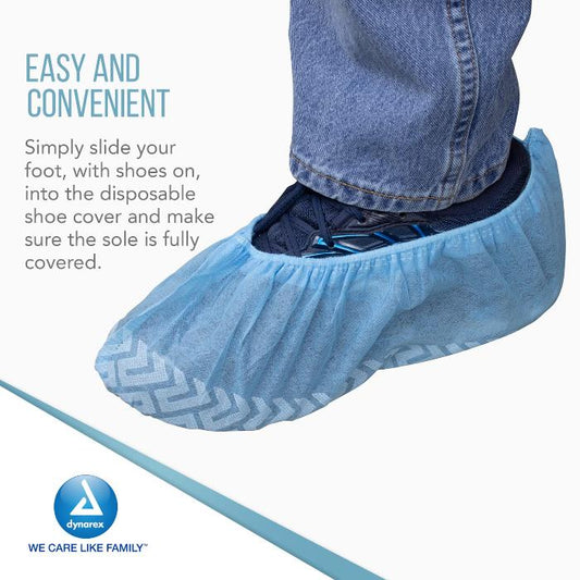 Shoe Covers, Disposable Non-Skid, Universal Size, Blue Color (150/Pair)