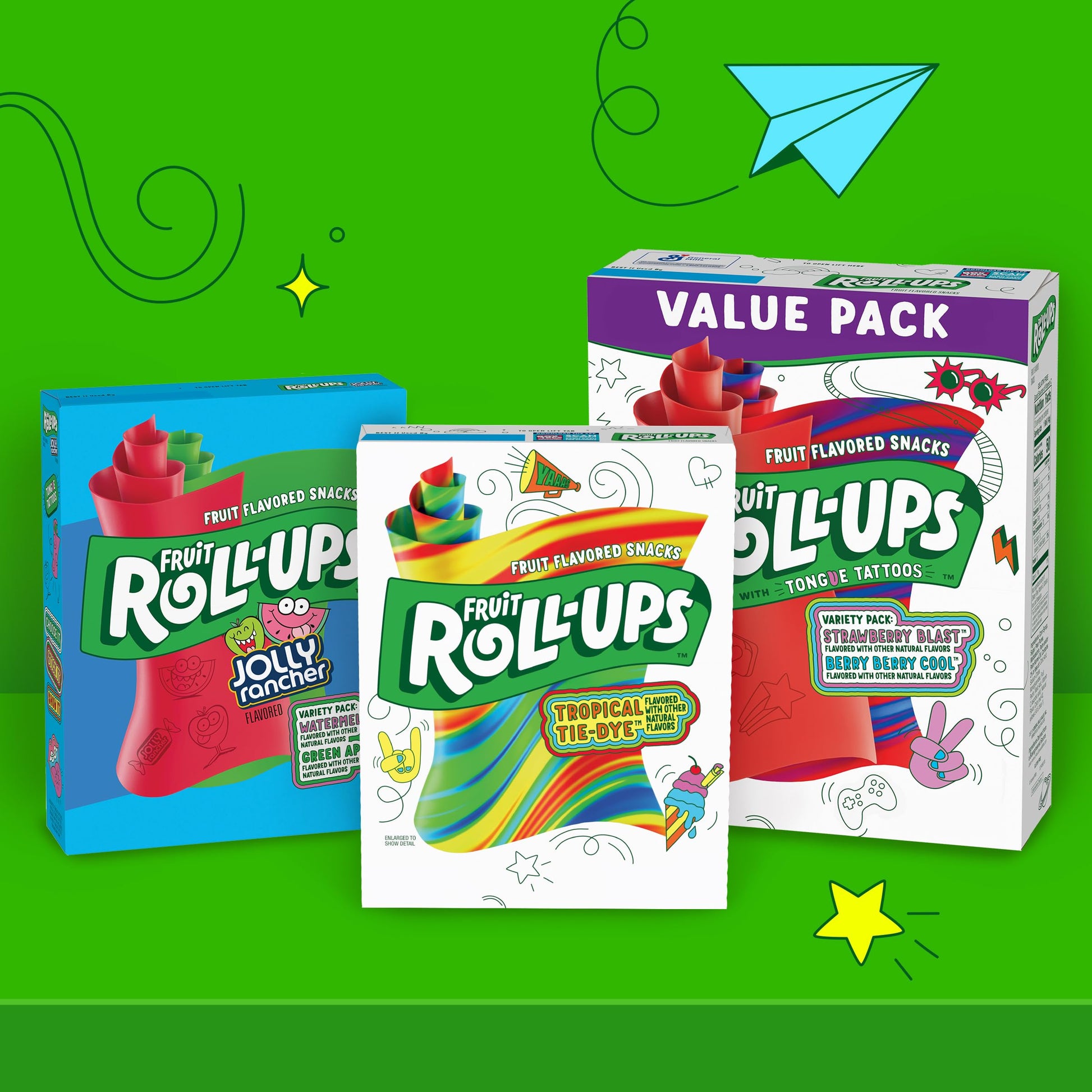 Betty Crocker Fruit Roll-Ups Tropical Tie-Dye Snacks, 141g