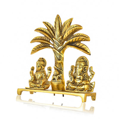 CraftVatika Laxmi Ganesh Idol Aluminium Laxmi Ganesh for Gifting, Office & Pooja Room Home Decor Showpiece