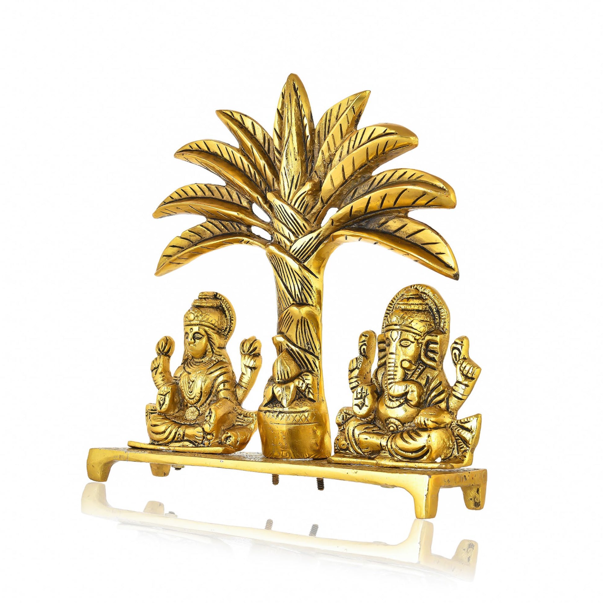 CraftVatika Laxmi Ganesh Idol Aluminium Laxmi Ganesh for Gifting, Office & Pooja Room Home Decor Showpiece