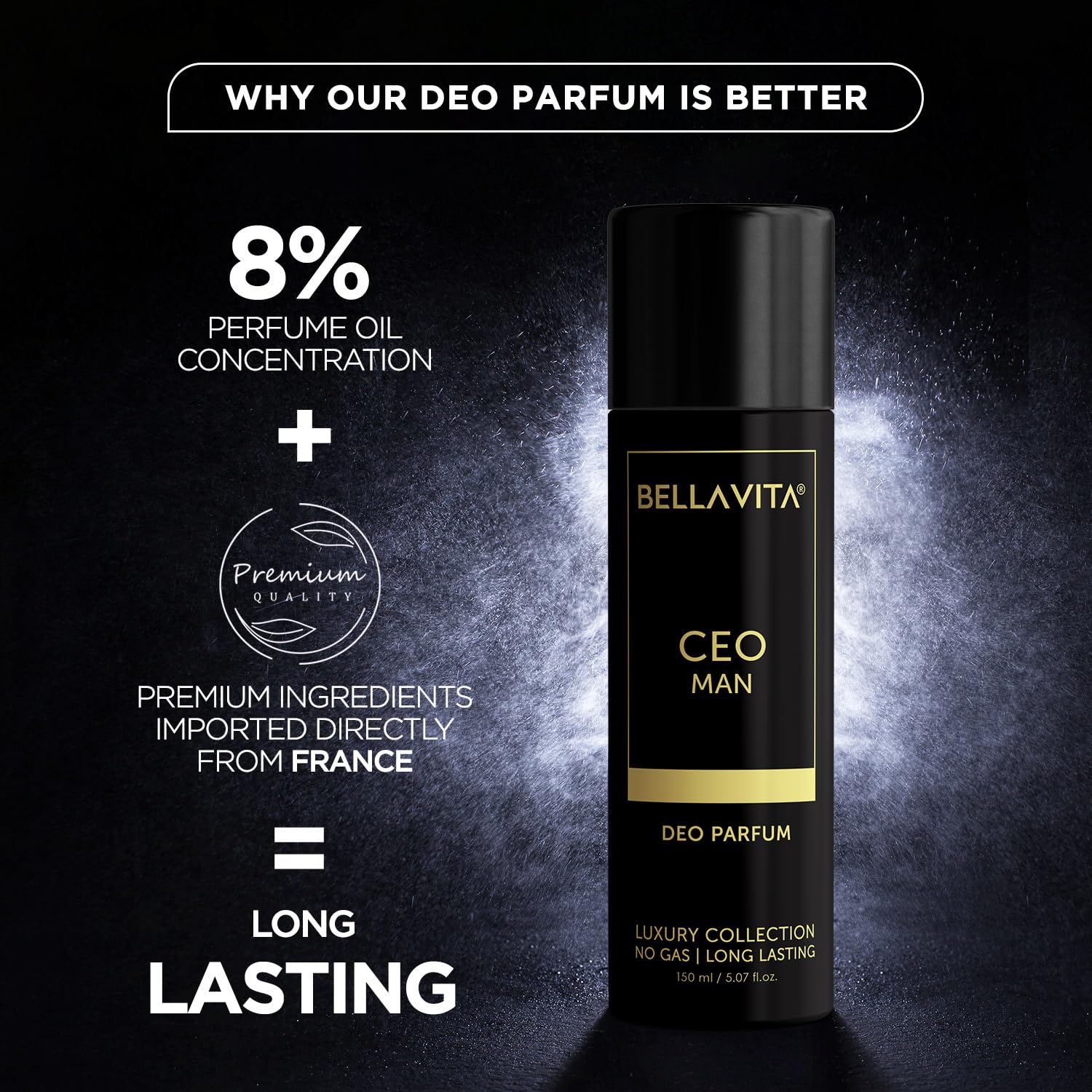 Bella Vita Luxury Unisex Ideal Men Combo for Him, Pack Of 2 Premium Long Lasting Woody Fragrance Scent - Ceo Men Edp 100 Ml & Body Parfum Deodorant 150 Ml