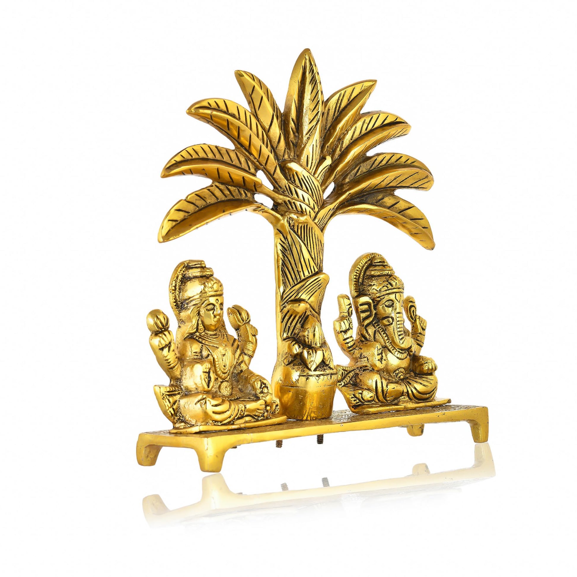 CraftVatika Laxmi Ganesh Idol Aluminium Laxmi Ganesh for Gifting, Office & Pooja Room Home Decor Showpiece