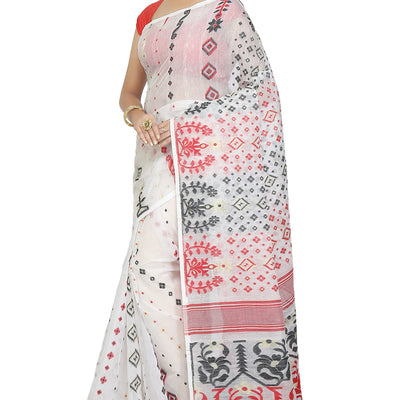 BENGAL HANDLOOM Exclusive Women's Cotton Silk Soft Dhakai Jamdani Sarees, Multi