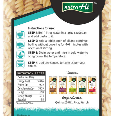 NutraHi Rich Quinoa Gluten Free Pasta + Greenpea Gluten Free Pasta 200g Each (Combo)