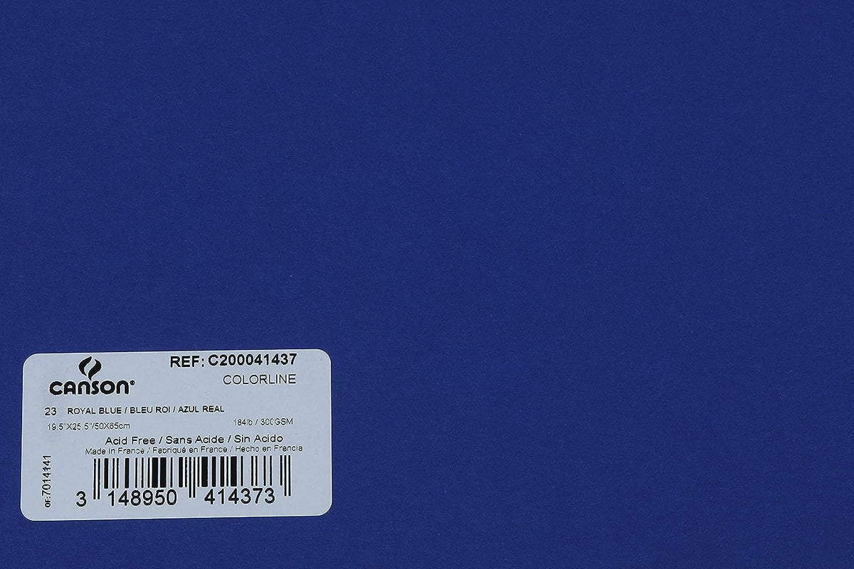 Canson Colorline 300 GSM Grainy 50 x 65 cm Coloured Drawing Paper Sheets(Royal Blue, 10 Sheets)
