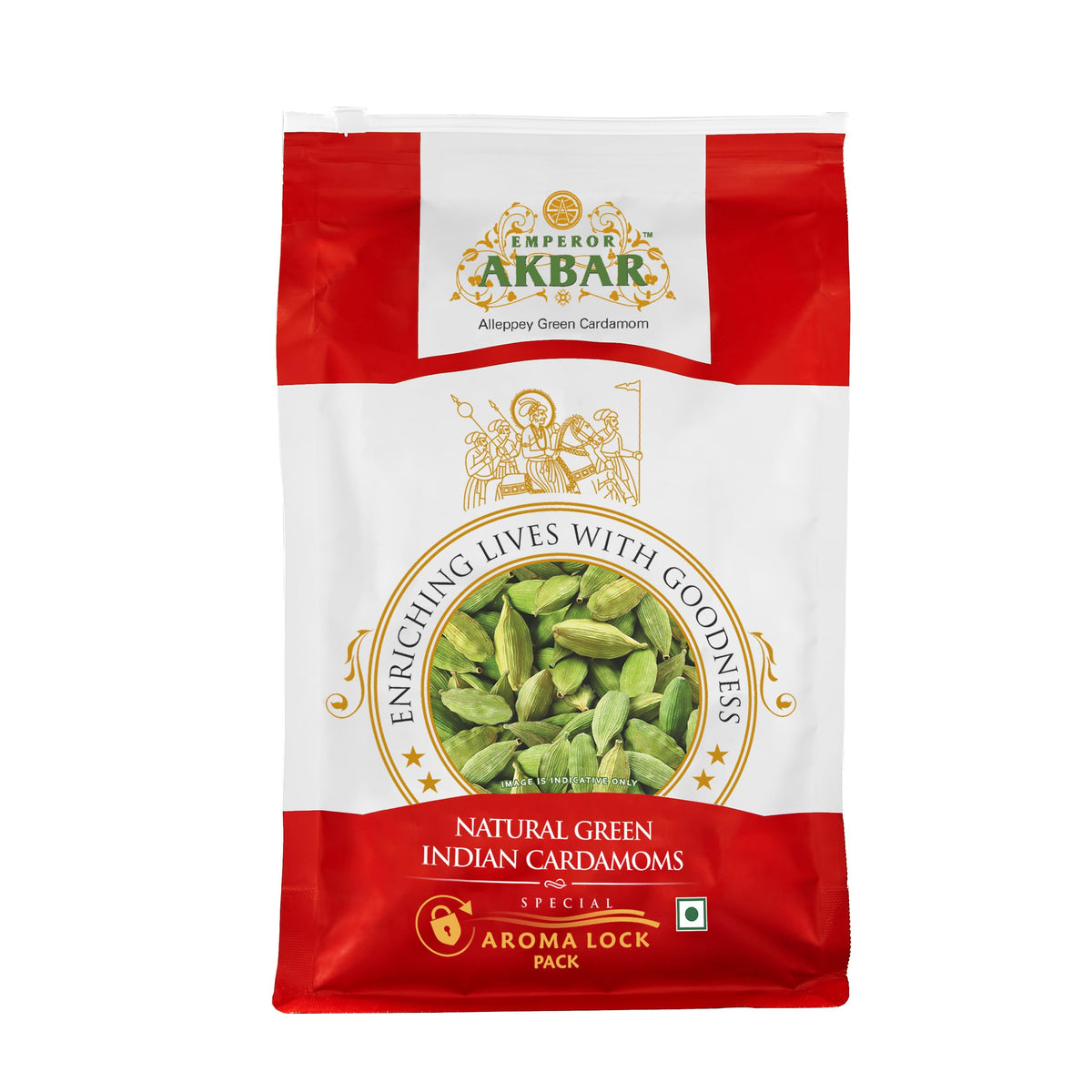 Emperor Akbar Cardamom (Elaichi)- 1kg - Green Cardamom in Superior Aroma-lock Pack (Red Grade - 6 to 7mm)