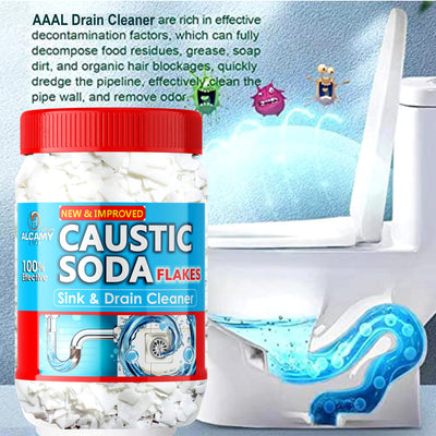 AAAL Caustic Soda Flakes 420gm | Chimney Cleaner, Pure & Powerful Drain Cleaner