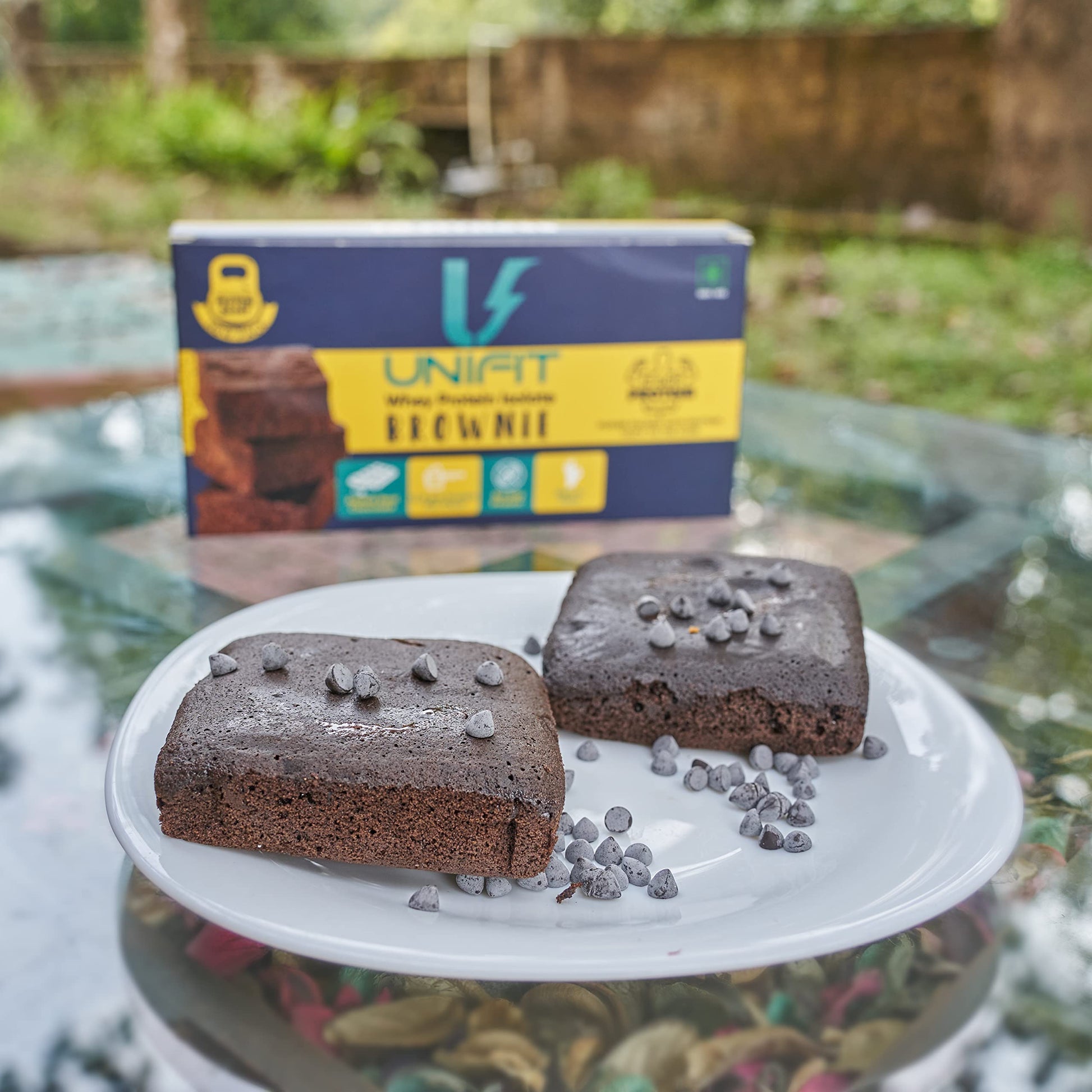 UNIFIT Chocolate Brownie|Ready To Eat|Whey Protein|High Source Of Protein & High Fibre|No Added Sugar|Brownie Cake|Chocolate|Pack Of 4-12.8 Gram