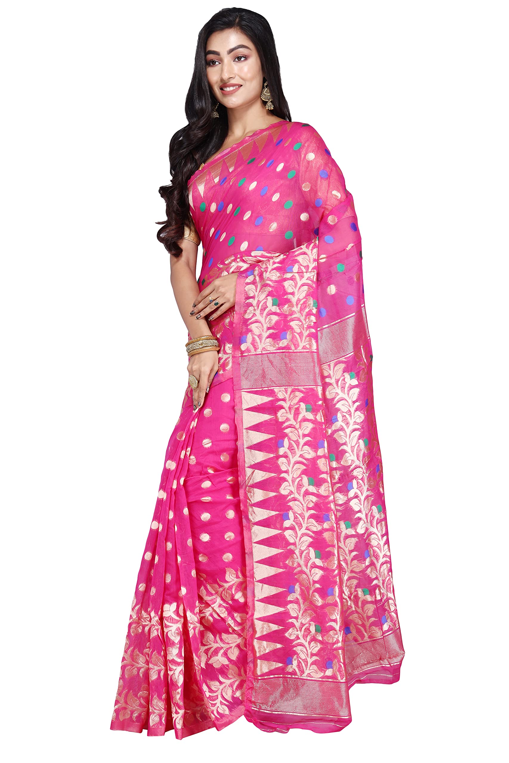 CRAFTONI Allover Exclusive Women's Cotton Silk Dhakai Soft Jamdani Sarees