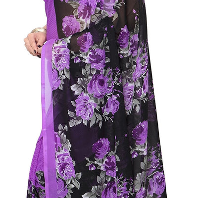 Anand Sarees Women's Georgette Saree With Blouse Piece (1152_4_Multicoloured_Free size_Purple)