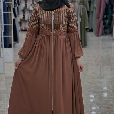 BURAQUE DESIGNER Abaya for Girls and Women Stylish Design Stitched Burqa Dress (E10-Brown-Burkha)