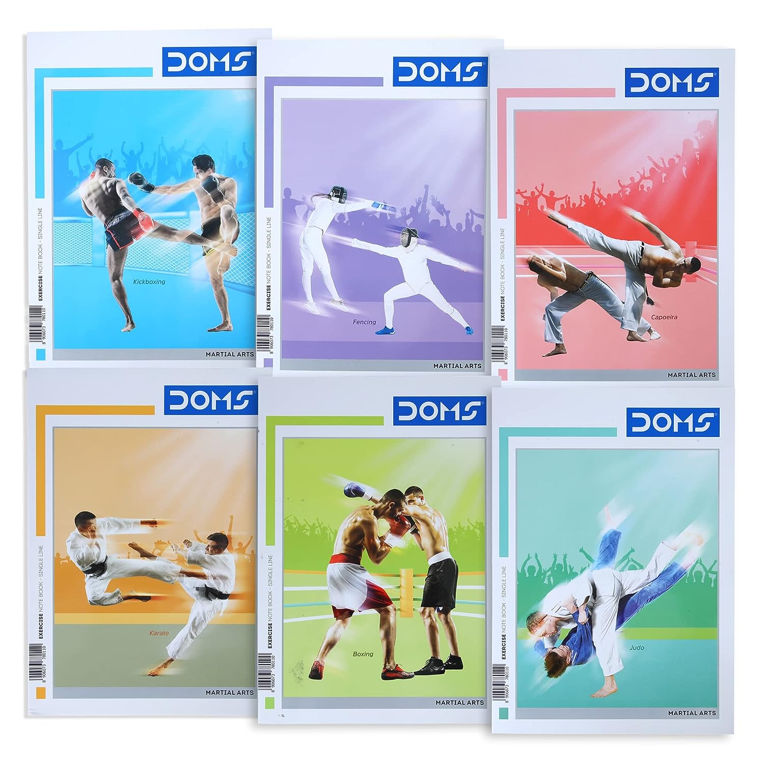 Doms Martial Arts Series Notebook | A4 | Single Line | 57GSM | 108 Pages | 21 x 29.7 cm | Pack of 12