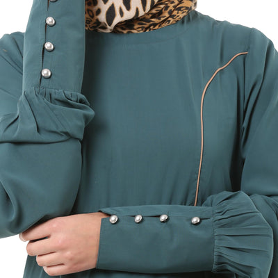 BT - Being Traditional Umbrella Cut Flare Abaya Dress for Women Made in Nida Matt Fabric with Long Cuff Sleeves, Side Pocket (BT-UMA-012) (2XL, Mist Blue)
