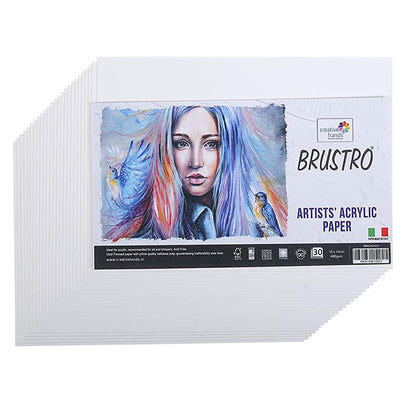 Brustro Artists' ACRYLIC Paper 400GSM 30 SHEETS. Size 10 X 14 cm