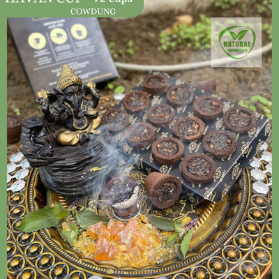 Aviraj Loban Cups Dhoop for Pooja (72 Cups) | Havan Cups for Pooja | Natural Guggal/Sambrani Cup Dhoop Original | Charcoal Free | Pack of 6 Trays