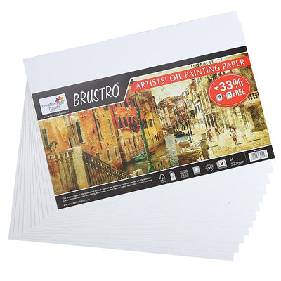 Brustro Artists' Oil Painting Papers  300 GSM A4 (Pack of 9 + 3 Free Sheets)