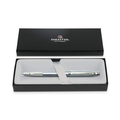 Sheaffer Gift 100 Brushed Chrome Fountain pen with Chrome Trim | Fountain Pen Medium Nib | Pen Set for Gift
