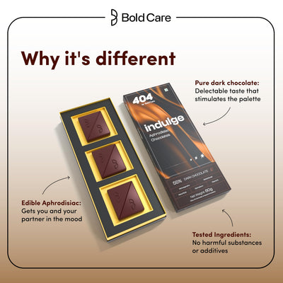 Bold Care Indulge Aphrodisiac Chocolate (60 gms) | Rich dark chocolate for improving mood & vitality | Created with Ashwagandha & Maca Root