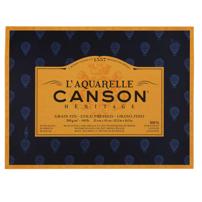 Canson Héritage Cotton 300 GSM Cold Pressed 31 x 41 CM Paper Block(White, 20 Sheets)