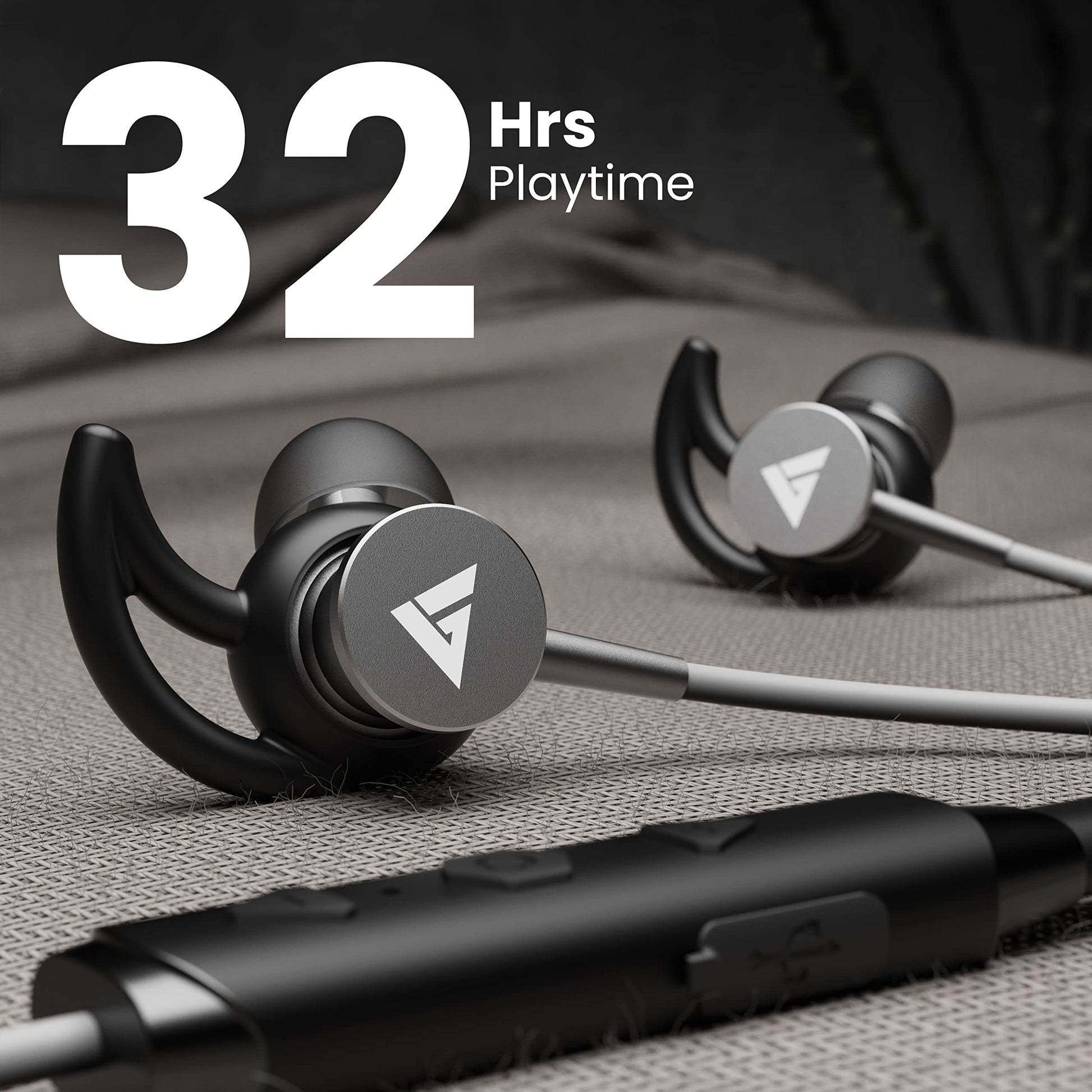 Boult Audio FXCharge Wireless in Ear Bluetooth Neckband with ENC Mic, 32H Playtime, Type-C Fast Charging (5Mins=7.5Hrs Playtime), Dual Pairing, Made in India, Biggest 14.2mm Drivers Ear Phones (Black)