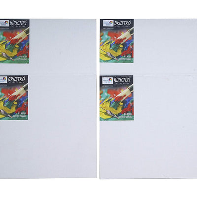 Brustro 100% Cotton Canvas Board Medium Grain 12"X12" (Pack of 4)
