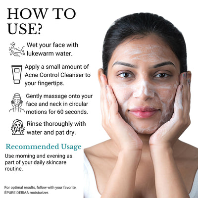 ÉPURE DERMA Anti Acne Face Cleanser with 2% Salicylic Acid + Zinc + Allantoin For Acne or Pimples | Hydrating Formula & Antioxidant Rich Face Wash For Oily Skin | Men & Women | 100 ml