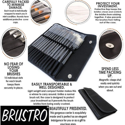 Brustro Artists’ Mixed Hair Brush Set of 15 IN PU BAG