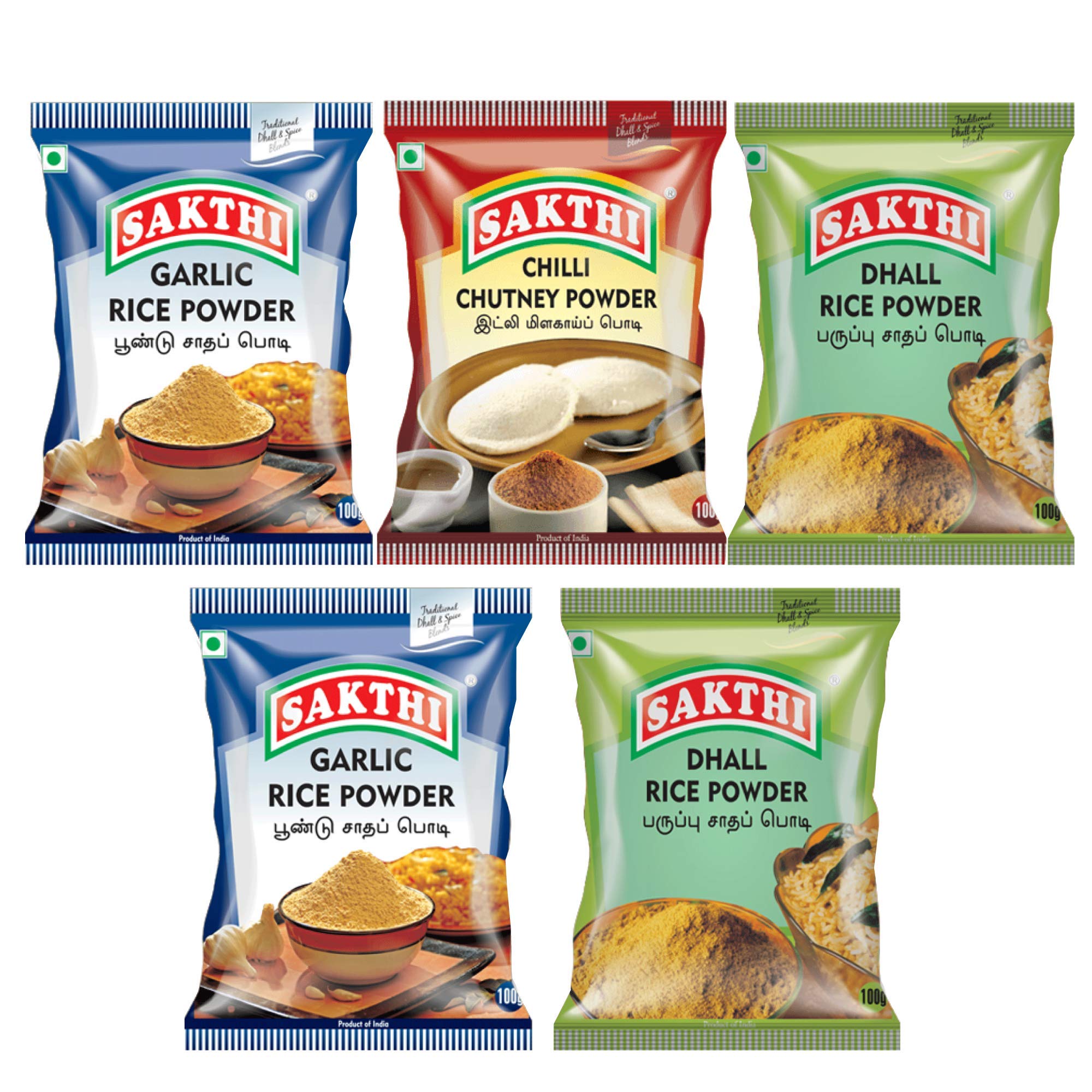SAKTHI 100g Chilly Chutney Powder (Pack of 1) + 100g Dhal Rice Powder ...