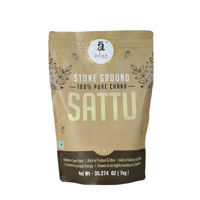 Adya Organics Sattu | 100% Pure & High-Protein Roasted Chana Powder | Chemical-Free & Natural | Perfect for Summer Drinks, Parathas, & Snacks | Healthy & Tasty | 2kg- (Pack of 2)