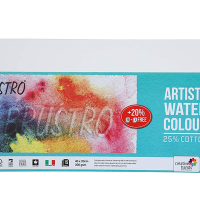 Brustro  Watercolour Paper  300 GSM 20cm x 40cm (Pack of 15 + 3 Free Sheets)