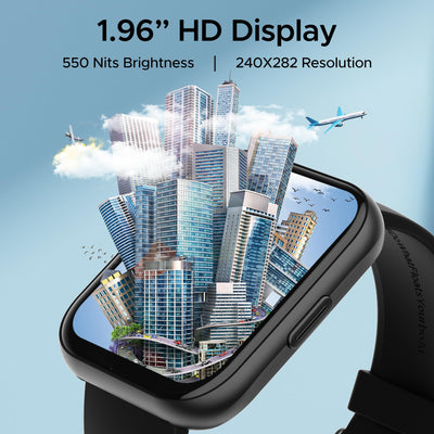 boAt Wave Active Smart Watch with 1.96" HD Display, Coins, BT Calling,DIY Watch Face Studio,700+Active Modes,Live Cricket&Football Score,HR&SPO2 Monitoring(Active Black)