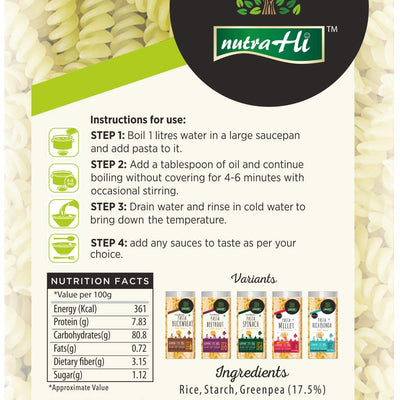 NutraHi Rich Quinoa Gluten Free Pasta + Greenpea Gluten Free Pasta 200g Each (Combo)